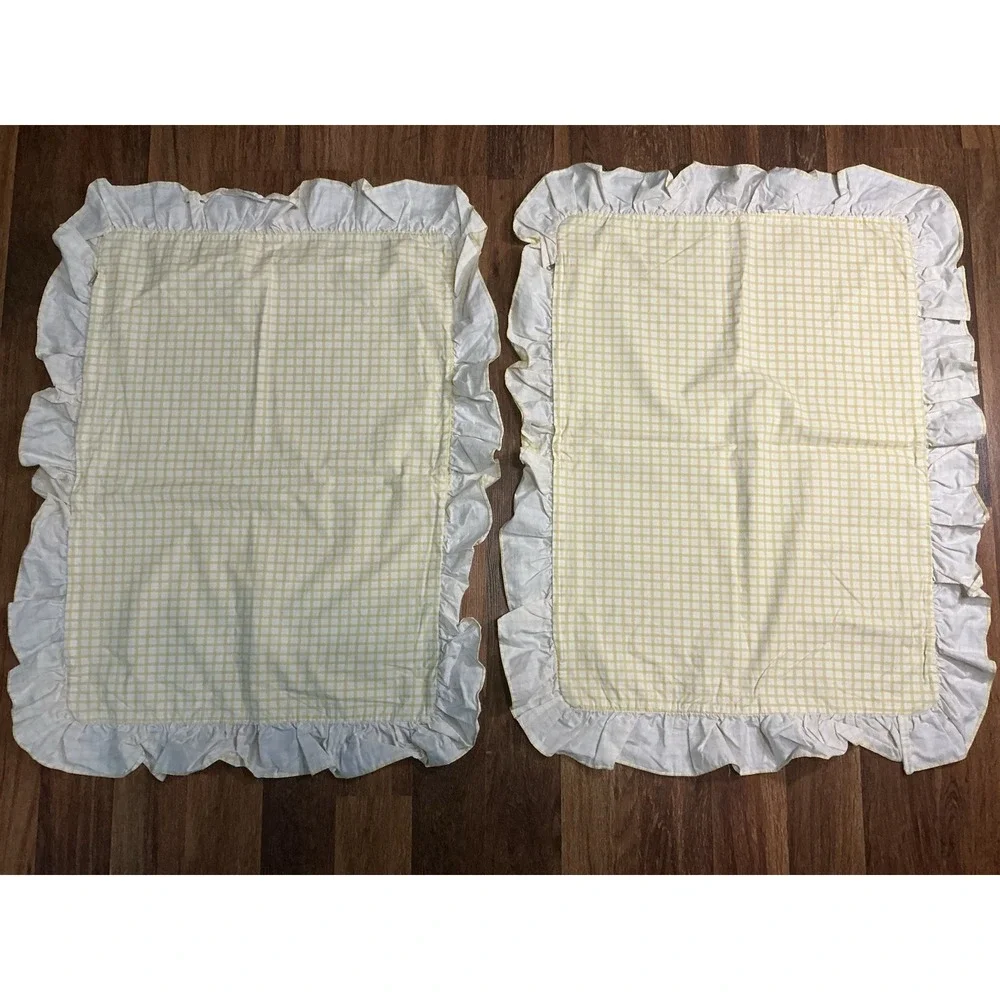Pair Of Vtg Pastel Yellow MARTEX Ruffled STANDARD Pillow Shams
